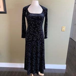 Vintage Black Velvet Beaded Gown